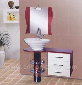modern 90cm free standing mirrored solid wood bathroom furniture
