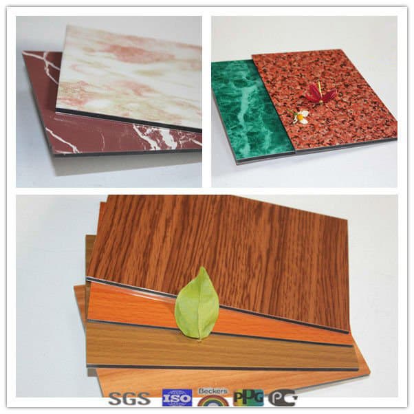 different wooden and marble surface/finishing aluminum composite panel