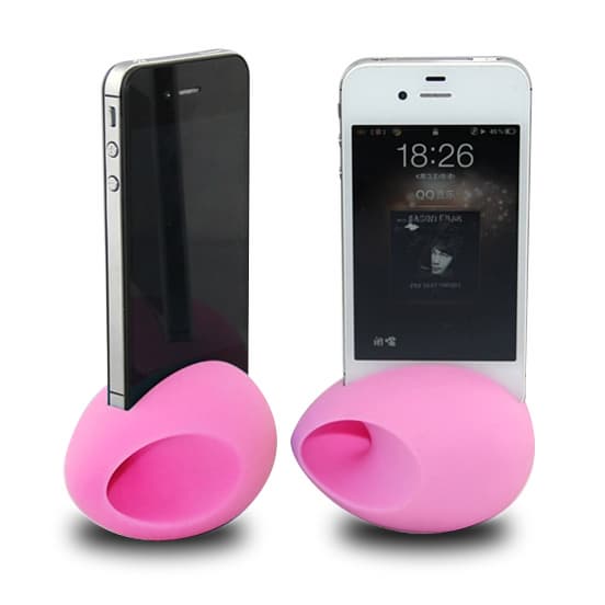 Novelty Speakers for iPhone 4S/4, Silicone Material, Egg Design, Various Colors Available