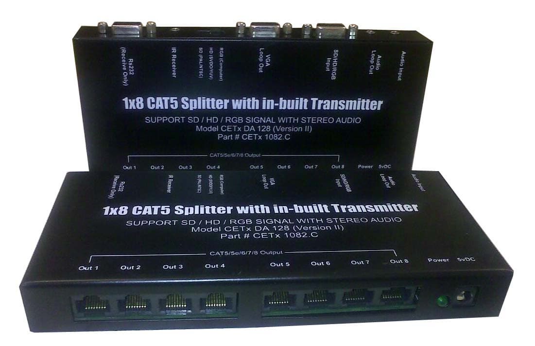 1x8 CAT5 Splitter with in-built- Transmitter