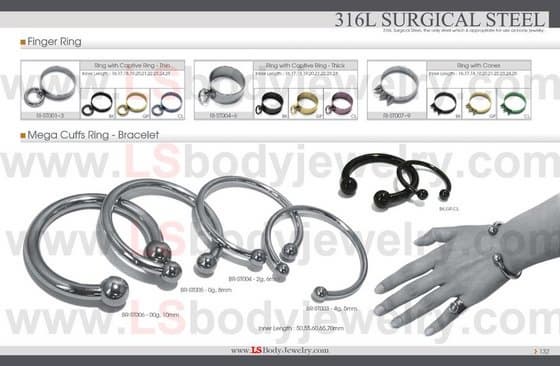 LS Body Jewelry, 316L SS Slave Ring, Mega Cuff