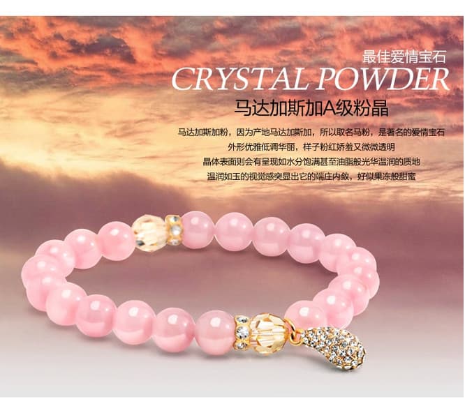 Madagascar Pink Crystal Bracelet Natural
