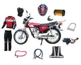 Motorcycle accessories-reflactor,helmet,locks,riding gloves,mp3 player,etc