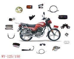 motorcycle parts-battery, side mirror, brake shoes, front shocks, sprokes,etc