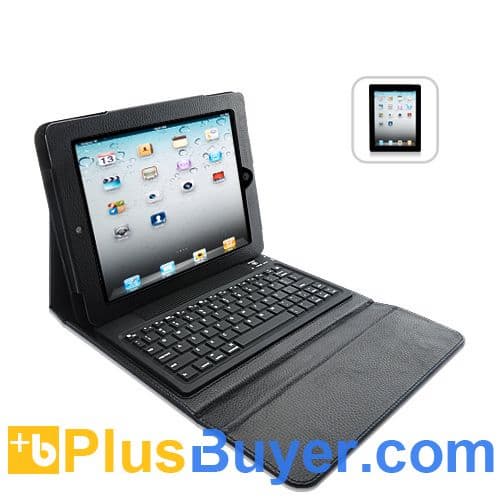 Black Leather Case + Wireless Keyboard for iPad 2 and new iPad 3
