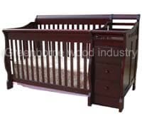 Wooden baby convertible crib with changer