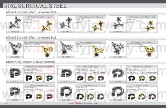 LS Body Jewelry, Spiral Barbell, Mega Heavy Gauge