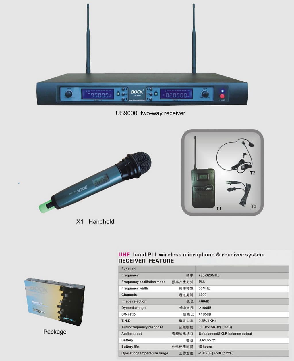 UHF wireless microphone us9000