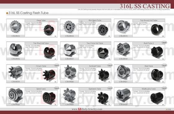 LS Body Jewelry, Piercing, More 316L SS Casting Flesh Tubes