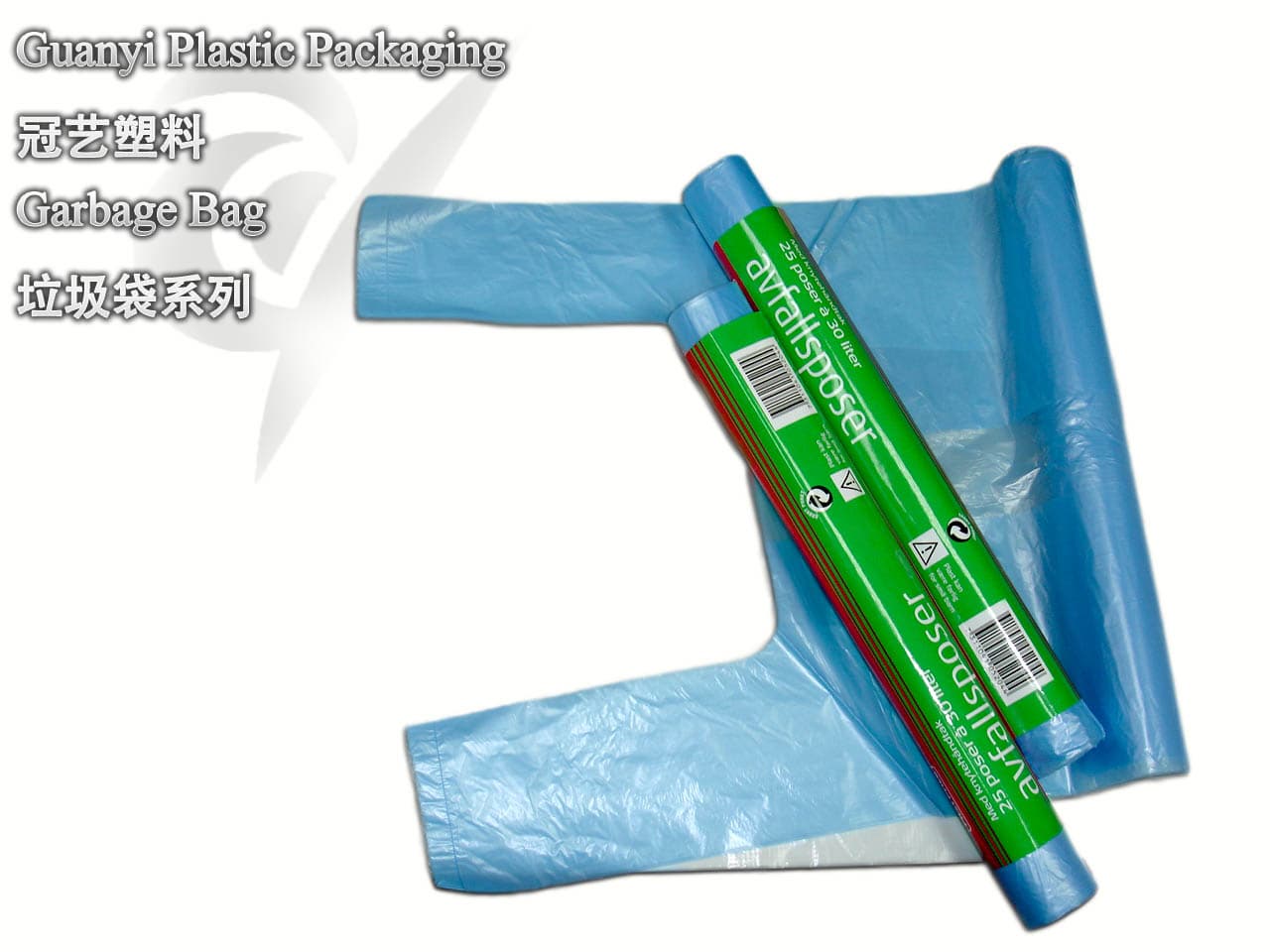 garbage bags with handles green home use 25pcs/roll HDPE