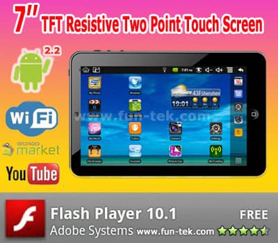 China New 7 Inch Tablet PC Mid Apad Irobot Android2.2 WM8650 800MHz 2G Flash10.1