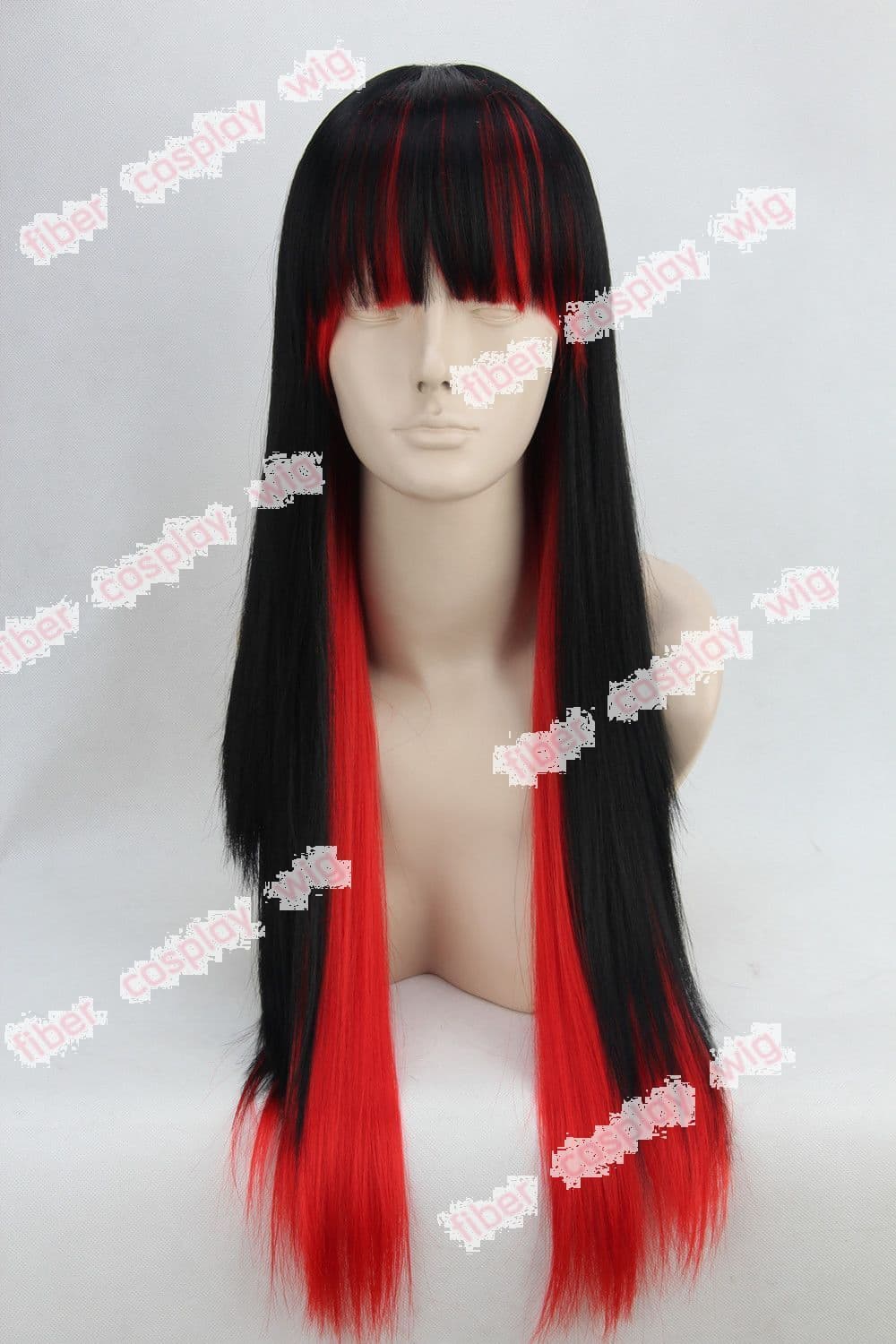 Heat Resistant Long Black Red Undertone Two Tone Costume Cosplay Wigs