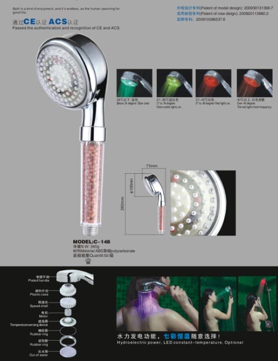 LED&ION shower head