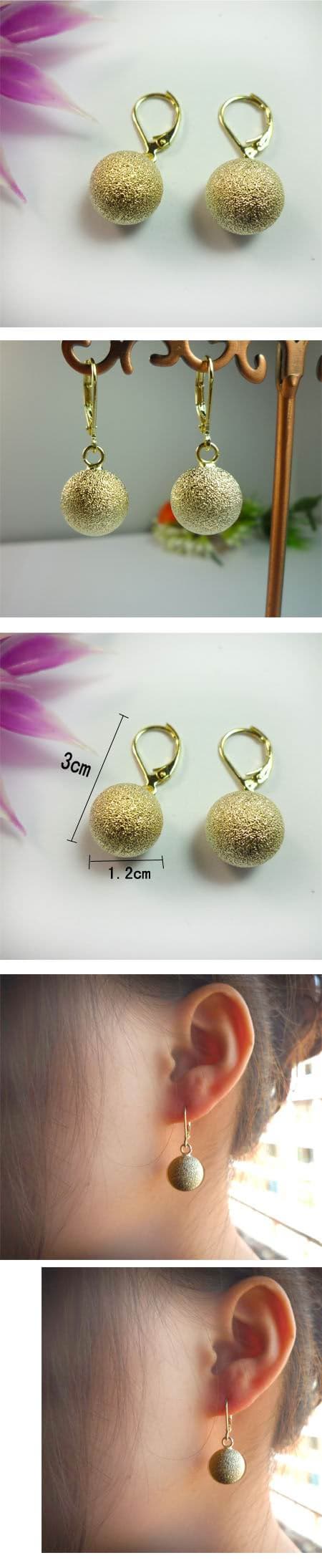 Women's Style Gold Bead Pierced Earrings
