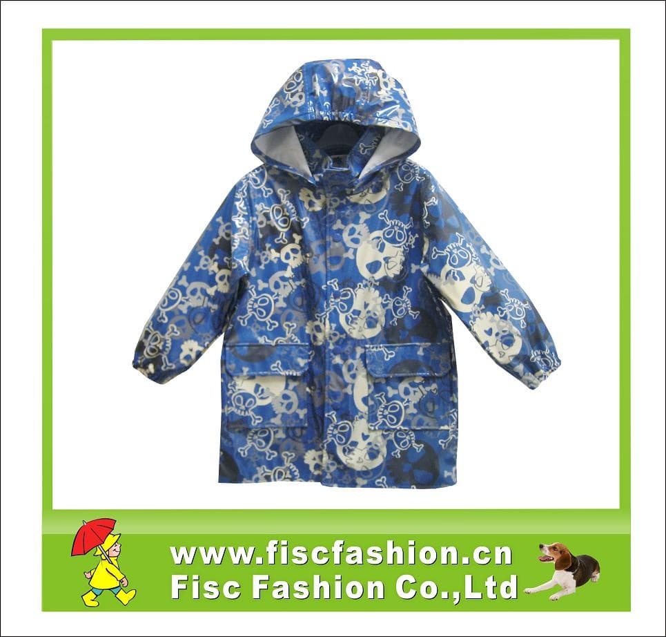 PUR025 pu printed cheap raincoat for kids