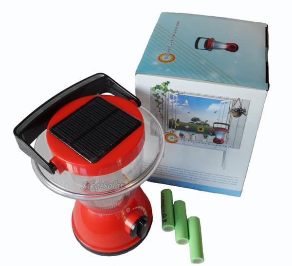 Portable solar powered LED camping lantern