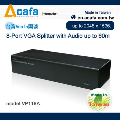 VP118A 8-Port VGA Splitter/Extender with Audio 60m
