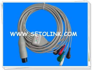 AMP 6 pin Ecg Cable 5 Leads Snap end