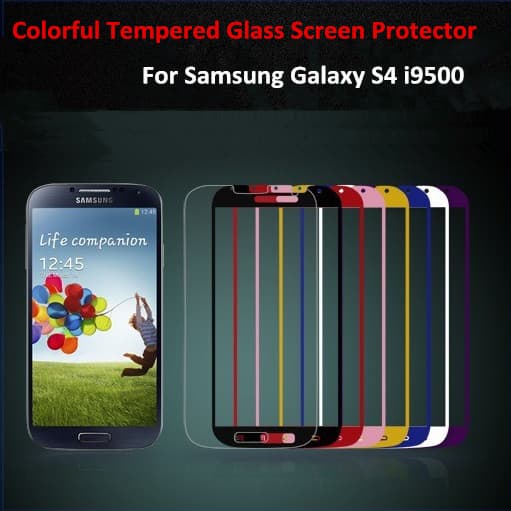 Color Tempered Glass Screen Protector For S4