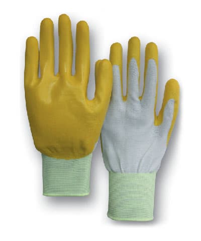 Yellow Latex Palm Coated Gloves