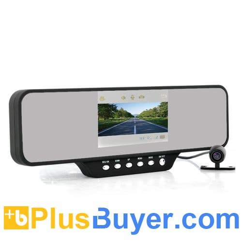 4.3 Inch Car Mirror DVR with Dual Front Camera - Ultra Wide 260 Degree Recording Angle
