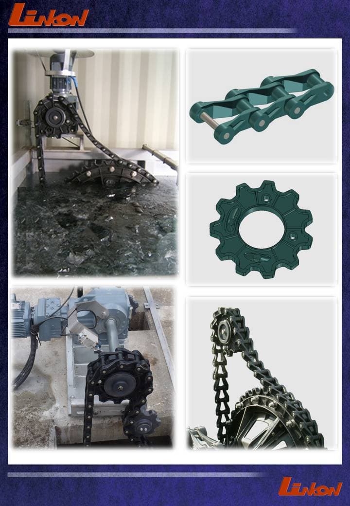 Non-Metallic Drive Sprocket and Chain for Sludge Collector