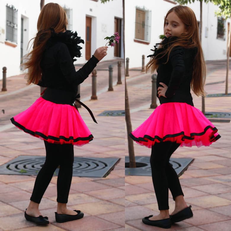 Girl Hot Neon UV Pink Black Dress Up Dance