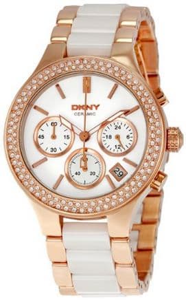 DKNY Ladies Ceramic Rose Gold-Plated Stainles