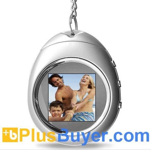 PictureMax P1 - 1.5 Inch Keychain Digital Photo Frame with Clock - Silver
