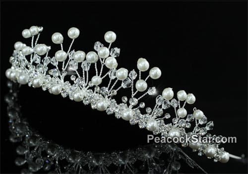 Bridal Wedding Faux Pearl Tiara use Swarovski Crystal CT1427
