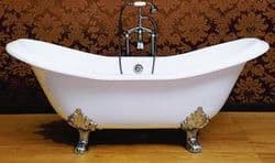 Double slipper bathtub, cast iron tub