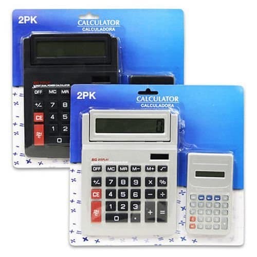 Solar Calculator Black And White 2 Pack