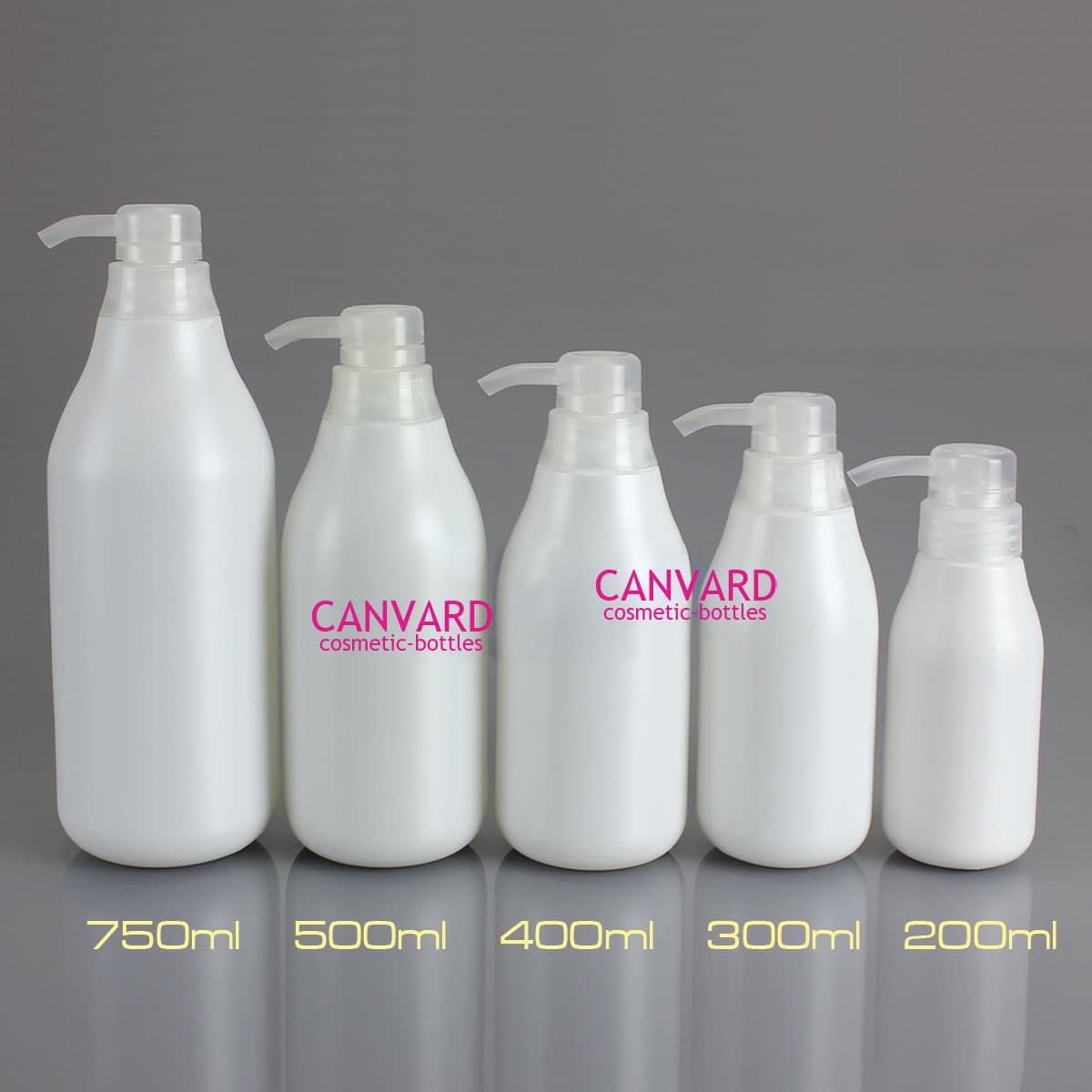 Milk white lotion shampoo bottles