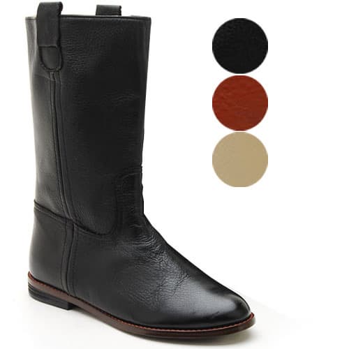 mc156 Soft LEATHER Simple Womens Middle Flat Boots