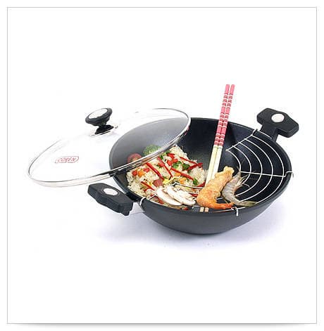 Coren two-handle cast-iron wok (4pcs)