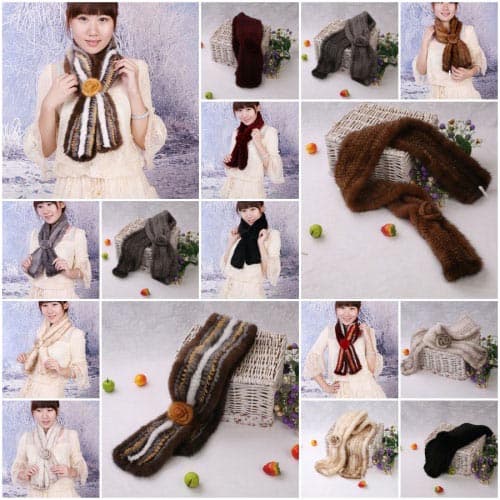 Mink Fur Scarves Mink Fur Scarf Mink Fur Wraps Fur Shawl Mink Knitted Scarf Fur Flower 8 Colors