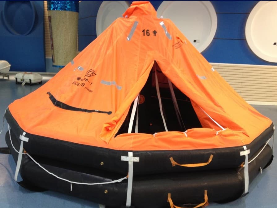davit-launched inflatable life rafts