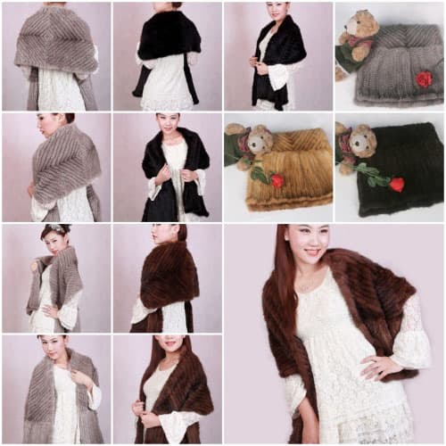 Mink Fur Poncho Fur Cape Fur Scarves Mink Fur Scarf Mink Fur Wraps Mink Fur Shawl 3 Colors