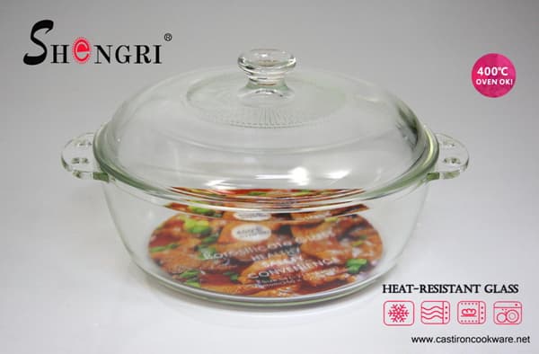 pyrex glass casseroledish with glass lid/ oven steamer cooking dish