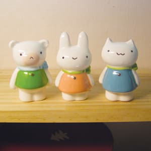 Cute animal ceramic dolls rabbit bear
