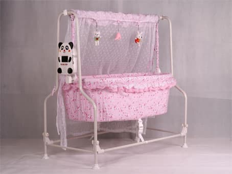 Pink automatic baby cradle
