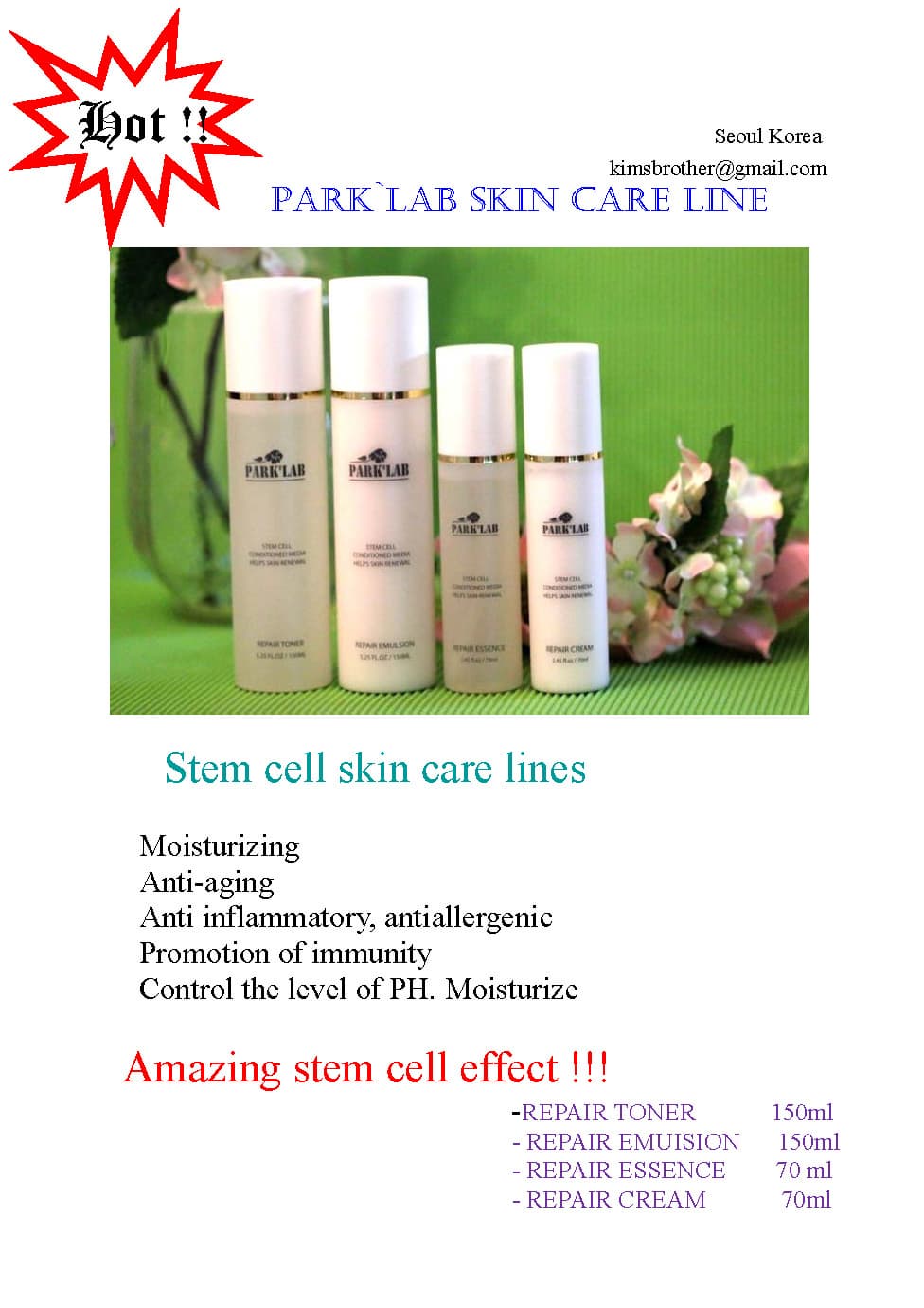 Stem cell skin care lines