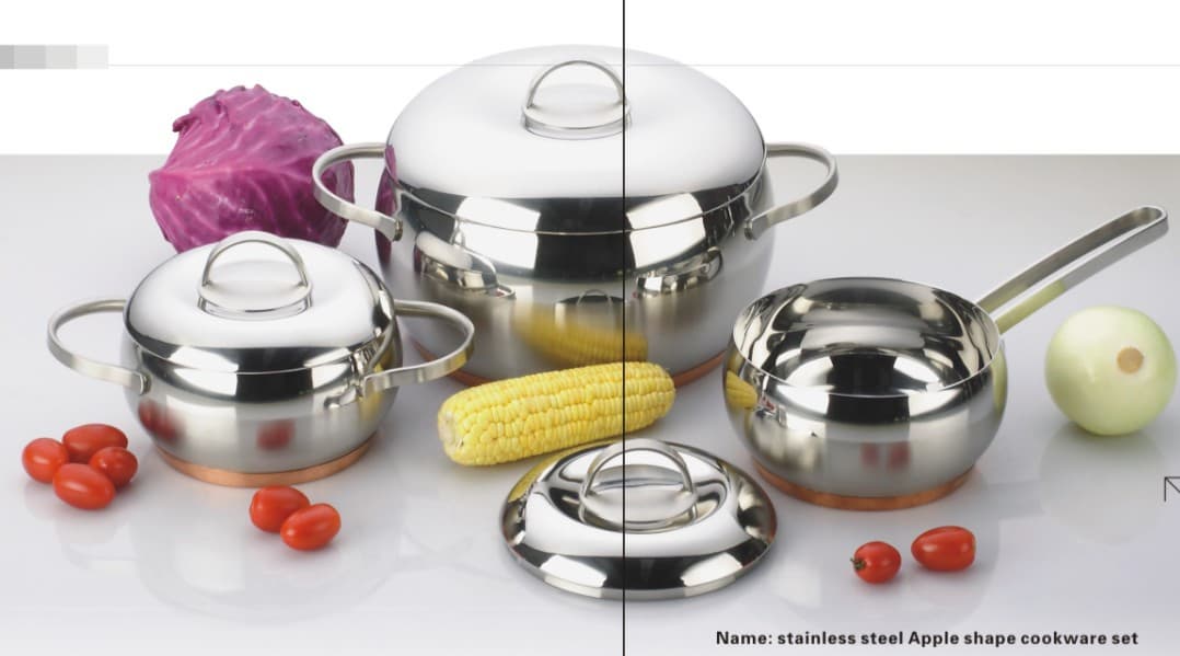 stainless steel Apple shape cookware set