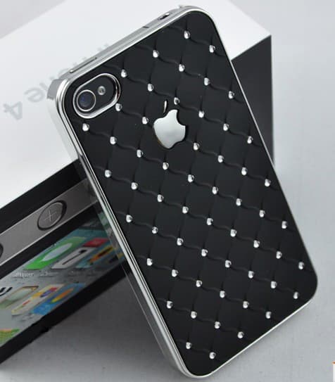 diamond case for iphone 4,made of hard electroplating PC inlaid diamond