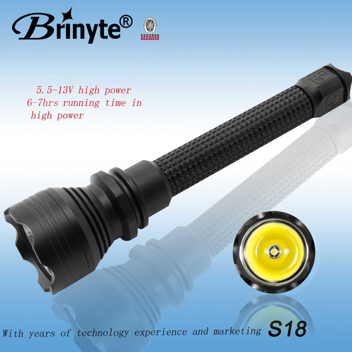 Brinyte S18 Cree Rechargeable Outdoor LED Hunting Flashlight