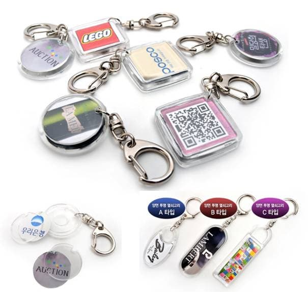 Transparent double-sided key ring (round / square) (JS–99)