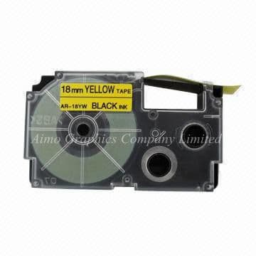 Label tape cassette black on yellow 18mm manufactured in ISO9001 factory