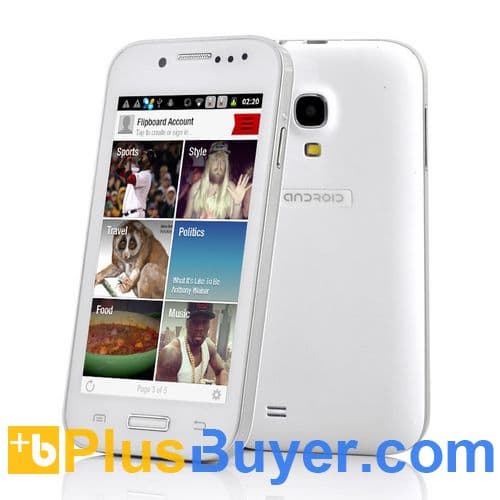 SimSam - 4 Inch Budget Unlocked Android Phone (1GHz CPU, Bluetooth, White)