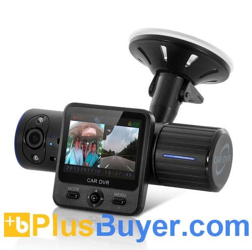 Dual-Camera Car DVR with 270 Degree HD Rotatable Lens (1080P, GPS Logger, G-sensor, Nightvision)