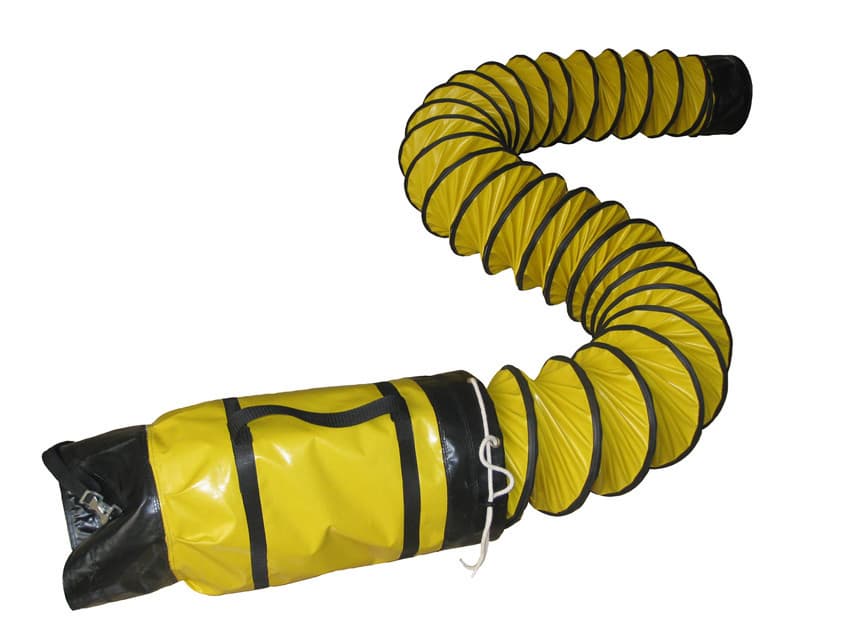 Yellow PVC fabric flexible air duct with bag